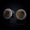 Cable Cufflinks in sterling silver set with Tiger's Eye