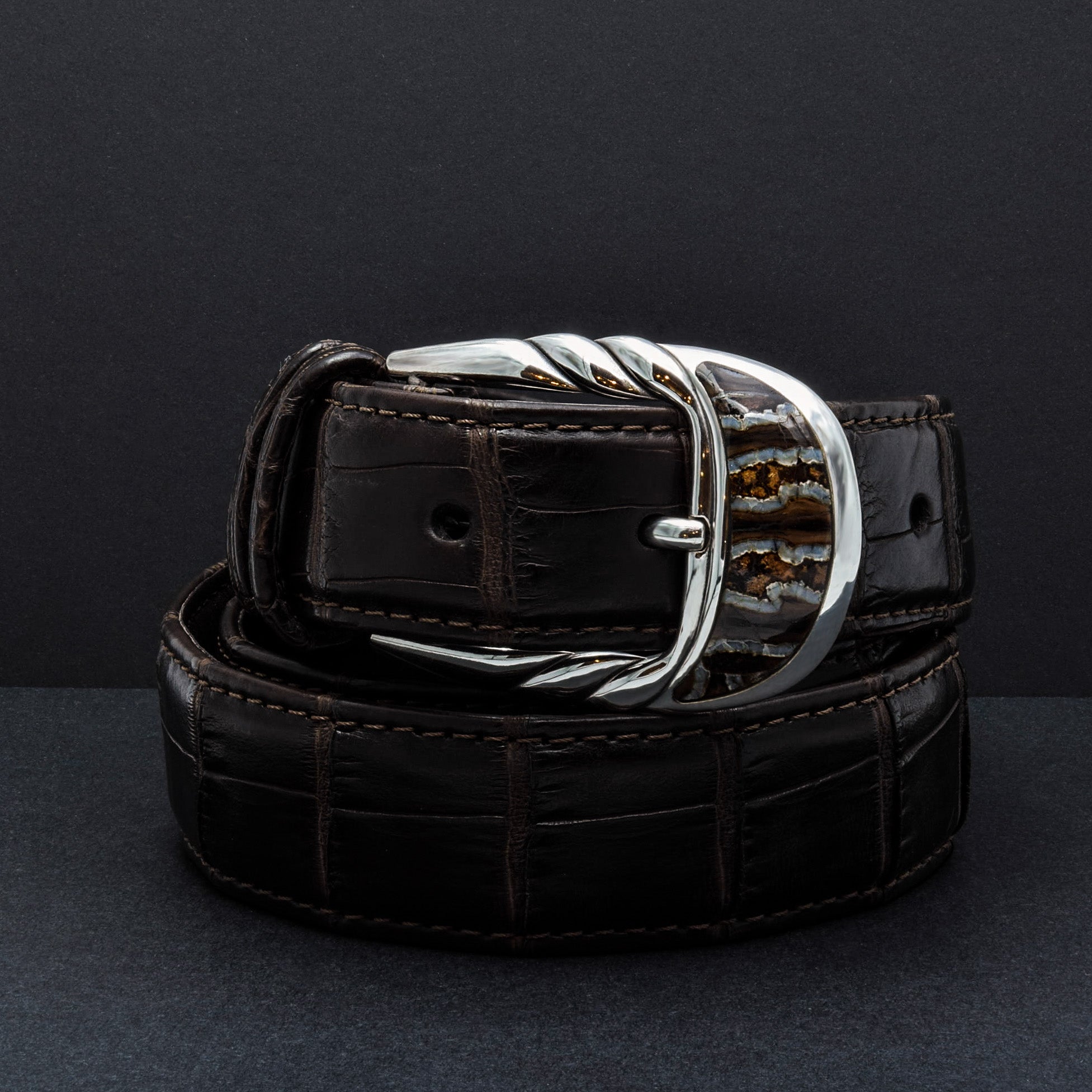 Silver and Mammoth Molar Belt Buckle