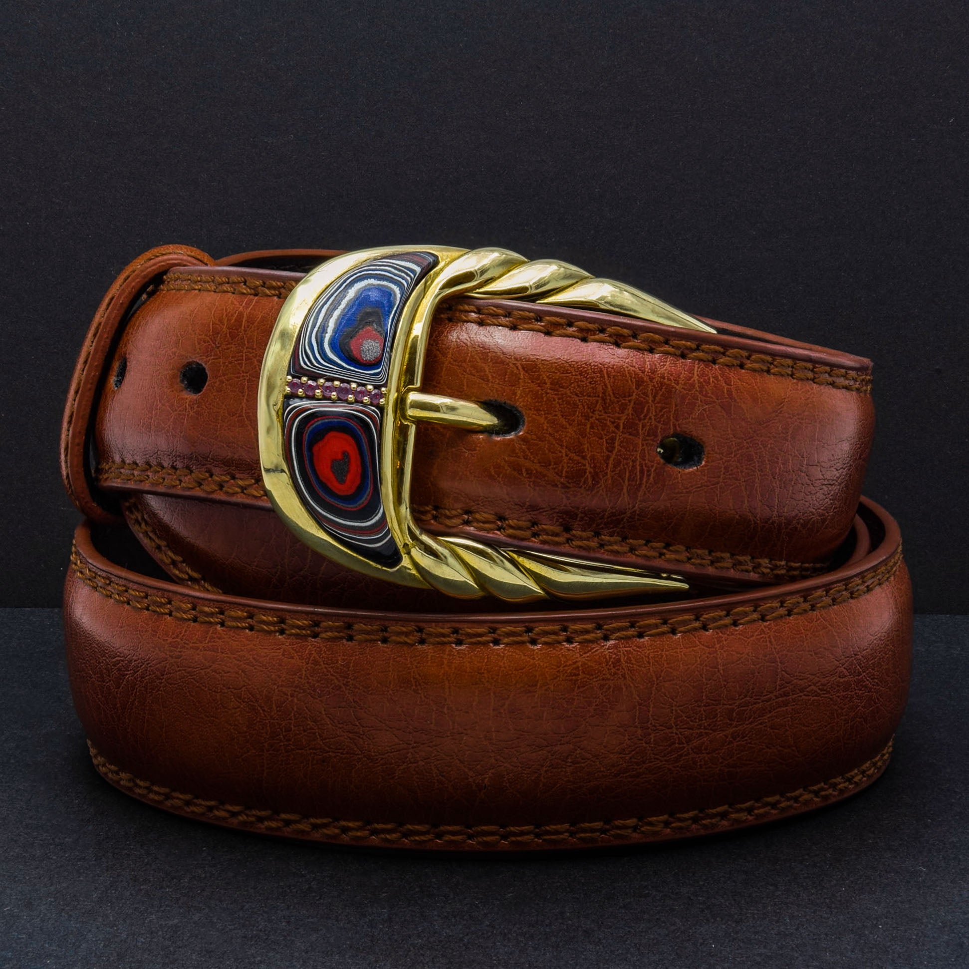 Corinthian Bronze with Fordite and Ruby Buckle