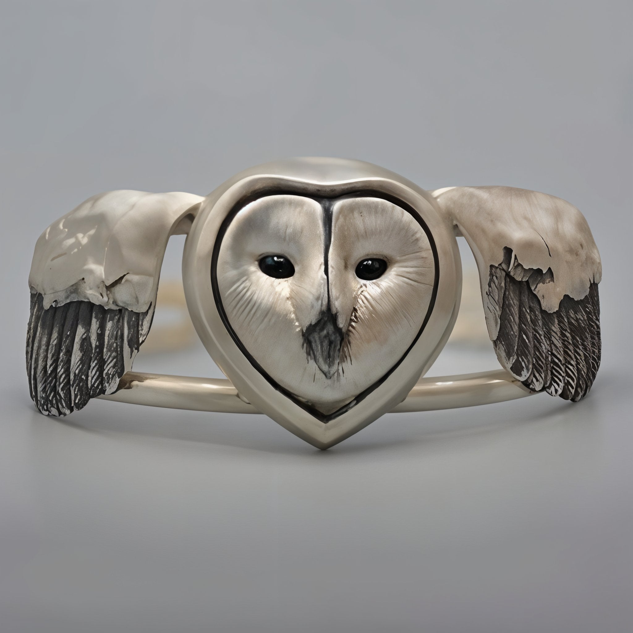 Barn Owl Silver Cuff with Wings