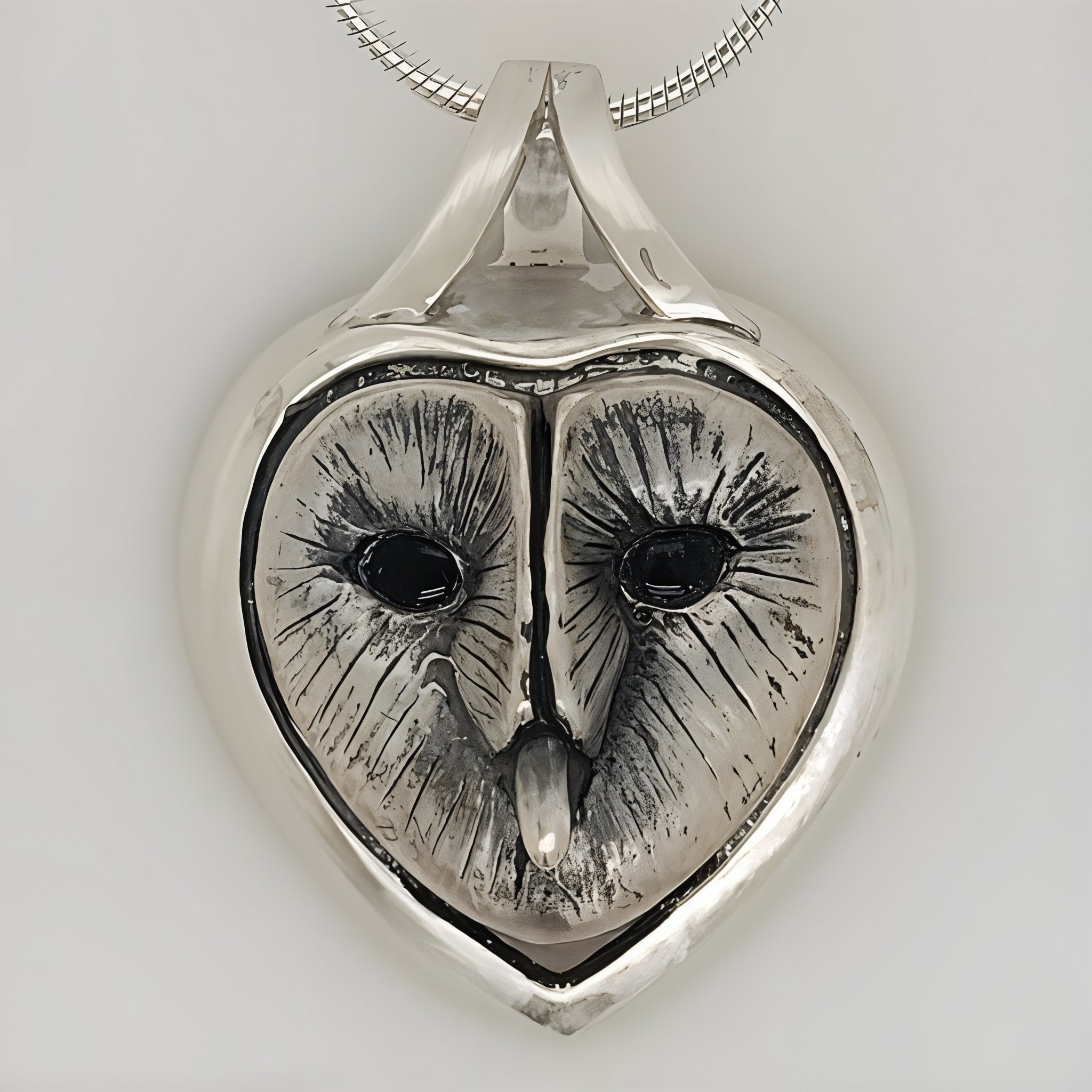 Barn Owl Silver Pendant