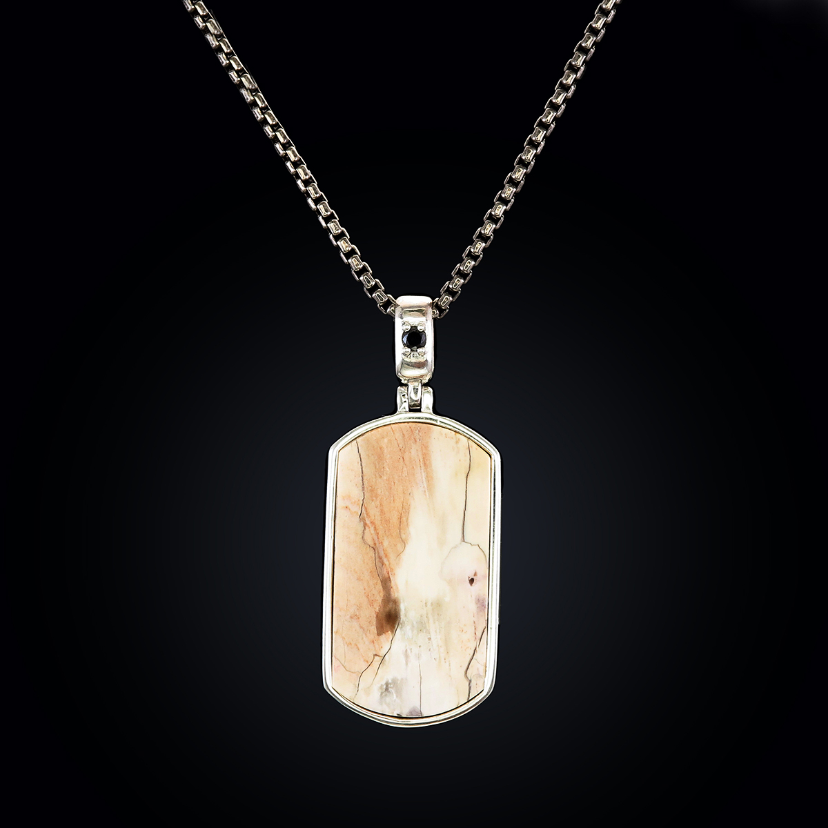 925 Silver and Mammoth Tusk Tag