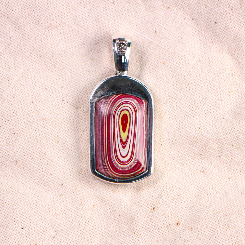 925 Silver and Fire Engine Fordite Pendant